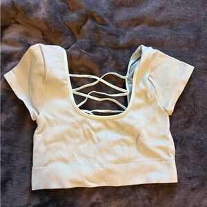Aerie Light Blue Strappy Back Crop Top